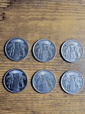 Set of 6 Commemorative Stanley Cup Quarter Coins - Silver Tone